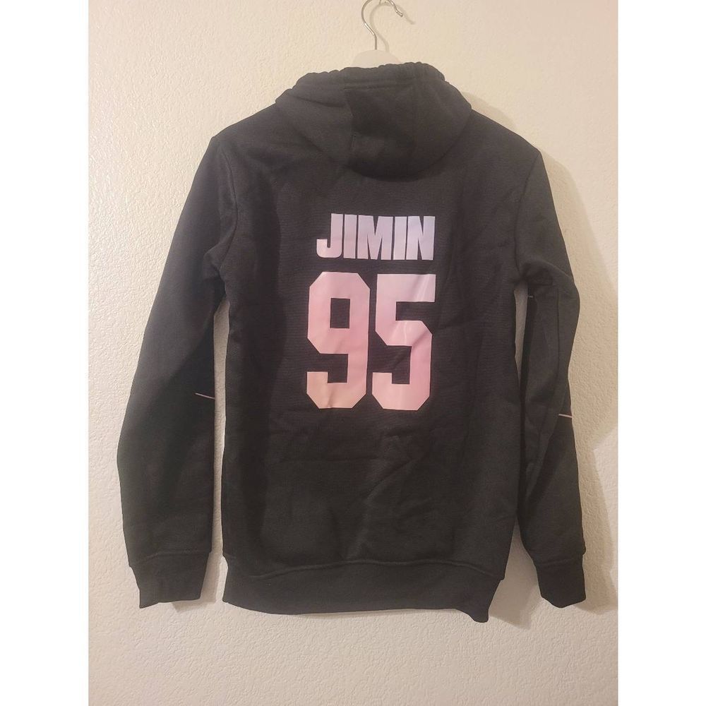 NEW H.E.R. Love Yourself Size S Black Hooded Sweatshirt Pocket Jimin 95 Hoodie - Picture 3 of 4